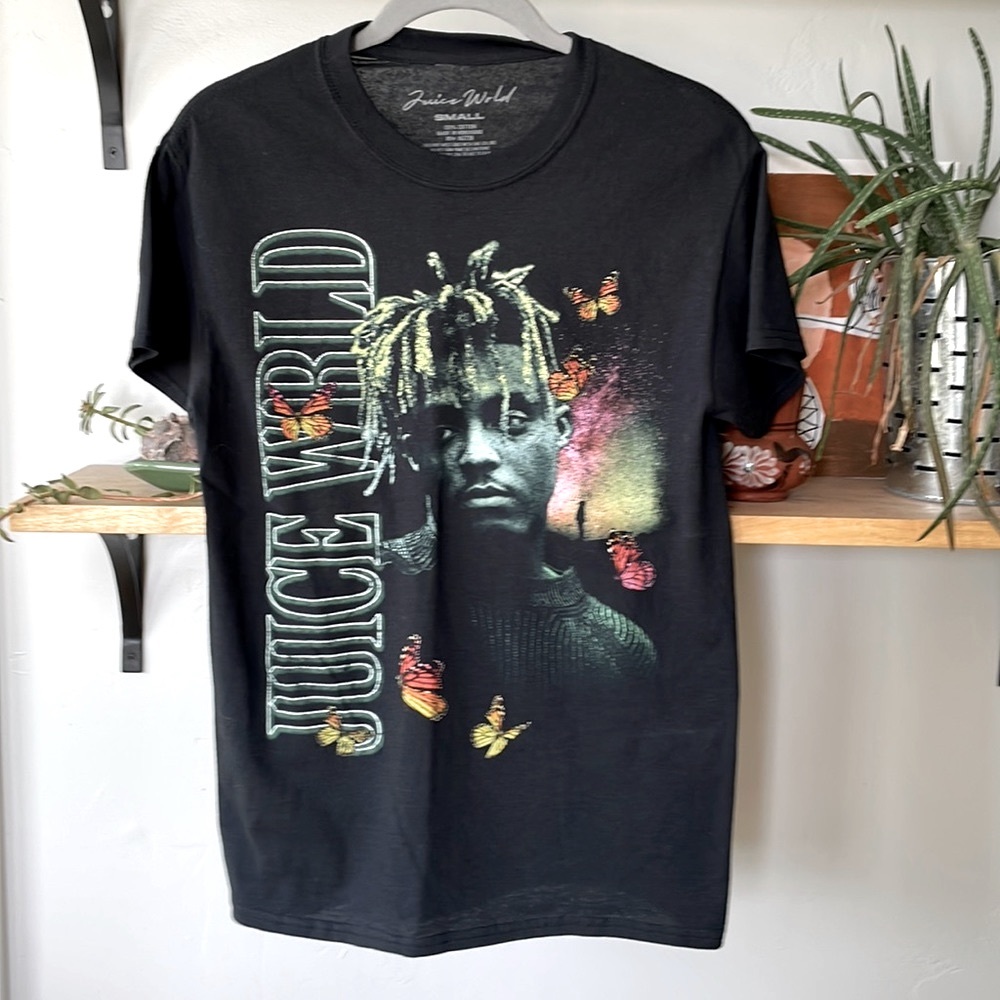 Juice World Black Graphic Butterflies Concert Tee Size Small